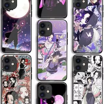 Shinobu Kocho Kimetsu no Yaiba аниме, мягкий стеклянный чехол из ТПУ для телефона IPhone SE 6s 7 8 Plus X Xr Xs 11 12 13 Mini Pro Max Samsung Other Phone Model&Matte Silicone Case