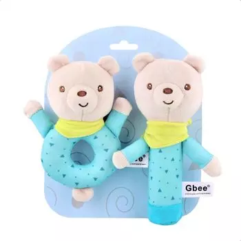 Shinse Plush Rattle Baby Toy Rattle Ring Stick Cute Cloth Toy for 3 Months and Up Organic Cotton Popular Baby Gift Educational Toy Newborn Children