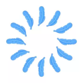 Shinse Silicone Beads Feather Shape Blue 20 Pieces Feather Accessory Parts DIY Material Material Handmade Gift Craft Parts Pendant Top