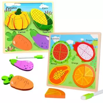 Shinse Wooden 2 Types Fitting Shape Matching Drawing 3 4 5 6 Years Wisdom Fitting Brain Fingertip Early Educational English Christmas Gift Puzzle,