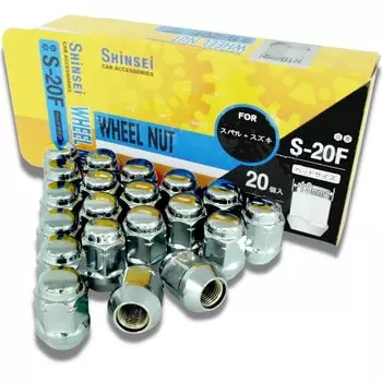 Shinsei Wheel Nut Bag M12 P1.25 0.7 inches (19 mm), Pack of 20, Suzuki Subaru S-20F Hexagonal side 19mm x