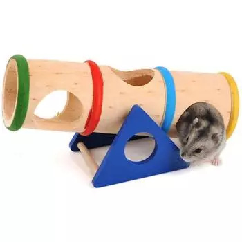 Шиншилла Мышь Тренажерный зал Упражнение Деревянные Забавные Качели Игрушки Хомяк Туннель Убежище 17x7x6.5cm