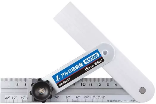 Shinwa Sokutei Aluminum Free Gold 15cm Angle Scale Lined 62659 Total Length 189mm 140g As a guide for angle measurement Comes with writing tape