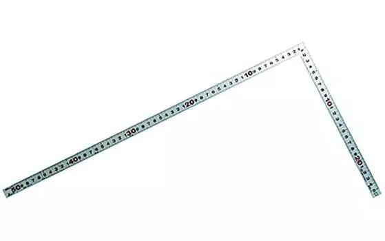 Shinwa Sokutei Curved Measure Flat Pita Carpenter Back Angle Scale JIS Silver 50cm 10016