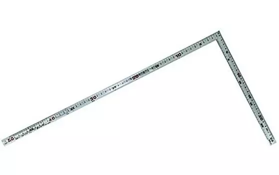 Shinwa Sokutei Curved Measure, Silver 50cm, Inner Pita, For Carpenters, Back Angle Scale, Red Numbers, JIS 10359
