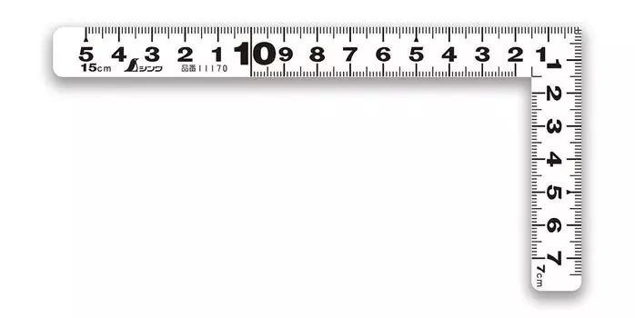 Shinwa Sokutei Curved Ruler Flat Pita White 15cm Same Size on Front and Back 11170