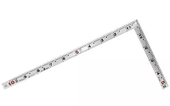 Shinwa Sokutei Curved Scale Silver 1 Shaku Back 30cm Scale with Red Numbers 10028