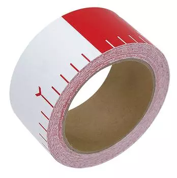 Shinwa Sokutei Pasting Rod Made of Synthetic Paper 50mm x 25m Red and White 20cm Interval 78192