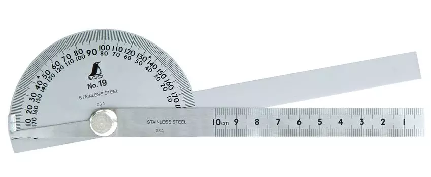 Shinwa Sokutei Protractor Silver 62490 2-Pole No.19