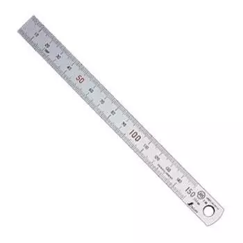 Shinwa Sokutei Straight Scale Silver Верхняя и нижняя часть Шаг 1 мм 15 см 13404