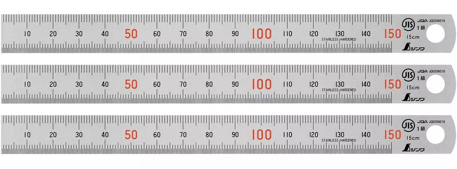 Shinwa Sokutei Straight Stencil 15cm JIS 3 pieces 51613