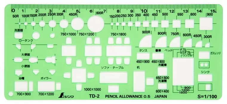 Shinwa Sokutei Template Furniture Ruler 66008