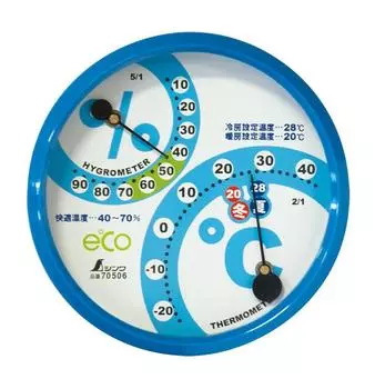 Shinwa Sokutei Thermohygrometer Round Aqua Blue 10cm 70506 F-2M