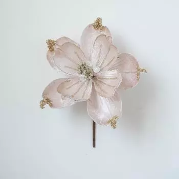 Shiny Artificial Christmas Flower 22cm Christmas Tree Wreath Christmas Poinsettia New Year Decor