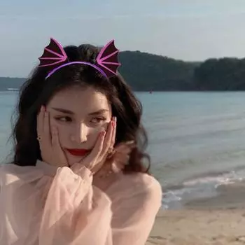 Shiny Bat Wing Hair Hoop Halloween Evil Hair Bands Horror Halloween Headband Cosplay фиолетовый