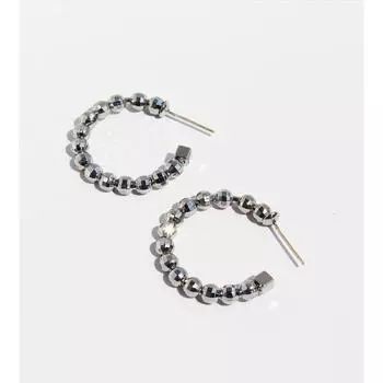 Shiny Broken Silver Faceted Football Ball C-Shaped Earrings Women S Japan And Korea Handmade Beaded Clear Cold Wind Earrings 328 золотой