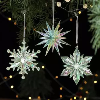 Shiny Christmas Tree Snowflake Pendant Hangging Elk Xmas Ornament Photographic Props Party Supplies Christmas Tree Decorations