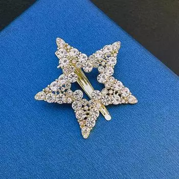 Shiny Elegant Star Rhinestone Hairpins Women Girls Hair Clips Barrettes Accessories Hairclip Headdress Headwear Ornaments 4.5x4.5 cm