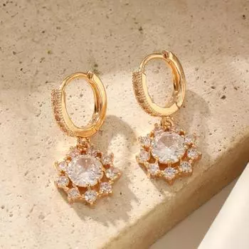 Shiny Geometric Zirconia Dangle Earrings for Women 2025 New Fashion Golden Drop Earring Wedding Party Jewelry Accessories белый