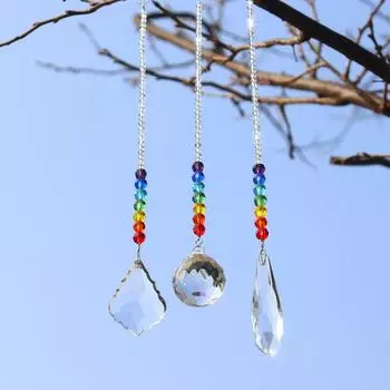 Shiny Glass Wind Chimes Crystal Prism Rainbow Chase DIY Pendant Chandelier Jewelry Sun catcher Spacer Home Wedding Garden Decor