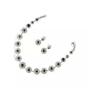 Shiny Necklace Earnail Set Zinc Zinc Alloy Wedding Rhinestone Set Brilliant Bridal Jewelry Set Banquet белый