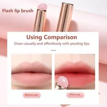 Shiny Pink Silicone Lip And Concealer Makeup Brush With Cover Q Soft Round Head Lipstick Applicator Lip Cosmetic Tool Multi-Use 13*1.3cm