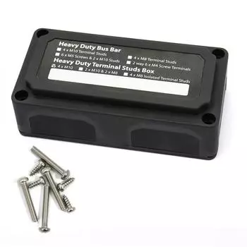 Шины постоянного тока 48 В 200 А 4-х автомобильный автобусный лодочный распределительный щиток с 4xM10 клеммами спаржа транспортное средство грузовик автофургон коробка-органайзер для кабелей чёрный