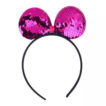 Shiny Sequin Mouse Ear Headband Cute Hair Hoop for Girls & Women Theme Birthday Party Accessory