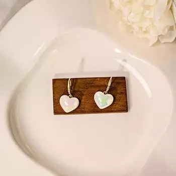 Shiny Summer Earrings with Simple Mermaid Heart Design for Women белый