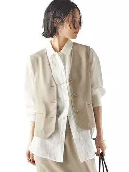 SHIPS для женщин Жилет Asami Linen Synthetic Fiber Short Жилет 314710156 бежевый ОДИН РАЗМЕР [Ships Women]