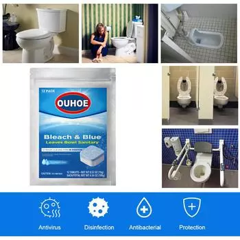 Шипучие таблетки для чистки унитазов для удаления накипи, пятен, запахов и пятен