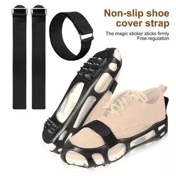 Шипы для льда Ремешки для обуви Нескользящие шипы для сцепления с снегом Ремешки для кошек с металлической пряжкой-кольцом Регулируемые
