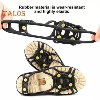 Шипы для сцепления на льду, противоскользящие шипы для обуви, 6 стальных шипов, кошки для ходьбы на открытом воздухе, сцепление на снегу, захваты для скалолазания чёрный
