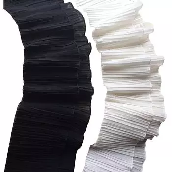 Ширина 13 см, длина 4,5 м, двухслойный мягкий шифон, гоночные складки, материал, симпатичная лента, черно-белое украшение, свадебное платье, костюм (черный)