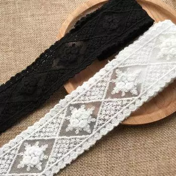Ширина 3 метра:5.0 см Элегантная роза сетка вышивка кружево вышитое кружево для Scarpbookin DIY белый