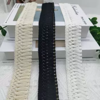 Ширина 4 см, 10 ярдов/лот, 3 вида цветов: черный/бежевый/белая бумага, красивая хлопковая бахрома, кружево, бежевая кисточка, кружевная отделка, занавеска, кружевное шитье, ремесленный материал 10yards length белый