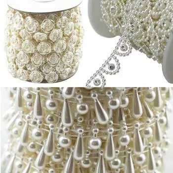 Ширина ABS пластик искусственный жемчуг с 5 мм стразами цепочка отделка свадебное платье DIY ремесло R2030 One Size