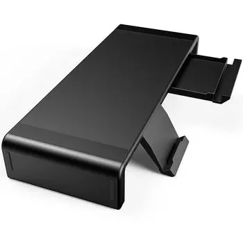 Ширина монитора Kusho Fujii для смартфона и планшета, клавиатура 8 см, грузоподъемность монитора, ноутбука, поддержка настольного ПК, черная подставка, складная, 3-уровневая чёрный