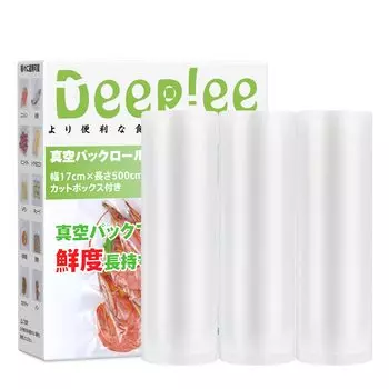 Ширина вакуумной упаковки Deeplee 17 см x 500 см x Включает в себя специальный сменный пакет для нарезанных продуктов для вакуумной упаковки Дегазация вакуумной упаковки и низкий уровень вакуума