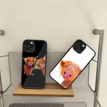 Shirley MacArthur S Highland Cows Phone Case For Samsung S7 S8 S9 S10 S20 S30 Edge Plus Note 7 5 8 9 10 20 Pro PC+TPU Cover Samsung S21 5G