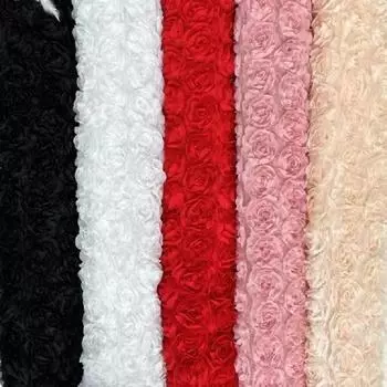 Широкая 130 см высококачественная ткань для вышивки свадебного платья, материал для аксессуаров, 3D-ткань с плавающей вышивкой в виде розы 90cm length белый