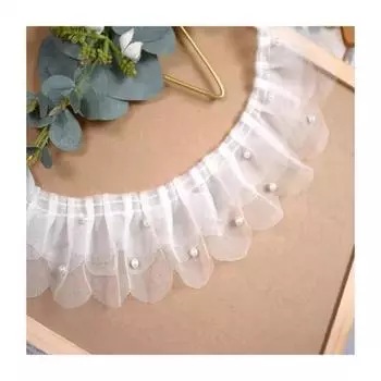 Широкая белая сетка с тройным бисером, 7 см, кружевные аксессуары, плиссированная юбка, аксессуары, плиссированная ручная работа, материал «сделай сам»