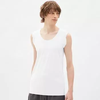 Широкая футболка без рукавов GU by Uniqlo Style Dry Free Cut 32 BEIGE/S