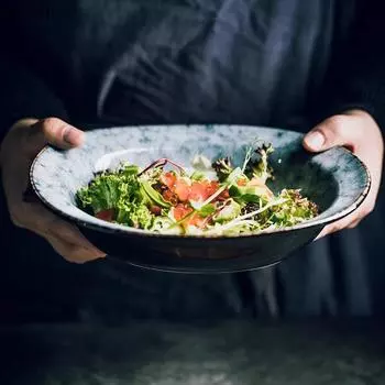 Широкая овальная миска для обжига в печи Керамическая салатница Толстая суповая миска Фруктовые миски Сервировочные миски Посуда для молекулярной кухни