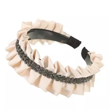 Широкая плиссированная повязка на голову со стразами для женщин, повязки для волос, обруч для волос, повязки на голову, аксессуары для волос для девочек, элегантное шикарное украшение для волос