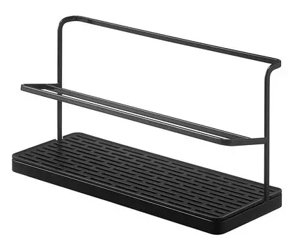 Широкая подставка для бутылок Yamazaki Jitsugyo, черная, Ш32xГ12xВ17 см, подставка для бутылок с водой, сушилка для бутылок 5410, прибл. чёрный