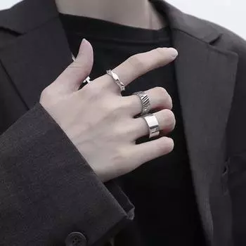 Широкая полировка, гальваника, гладкое мужское кольцо, простое кольцо из титановой стали с открытым пальцем, ювелирные аксессуары A