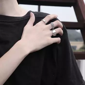 Широкая полировка, гальваника, гладкое мужское кольцо, простое кольцо из титановой стали с открытым пальцем, ювелирные аксессуары A