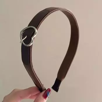Широкая повязка на голову из сплава искусственной кожи с пряжкой в форме сердца для женщин и девочек, широкая повязка на голову в стиле ретро, простые аксессуары для волос