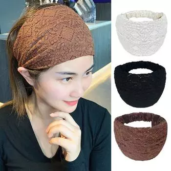 Широкая повязка на голову, однотонный поглощающий пот головной убор, эластичная широкая повязка на голову, аксессуары для волос белый